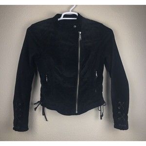 Free People Womens Black Long Sleeve Velvet Jacket with Side Tie String